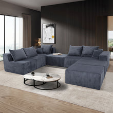 Load image into Gallery viewer, Luxury 8 Piece Modular U Shaped Sectional Sofa With Oversized Chaise Lounge And Bed Corduroy Upholstery
