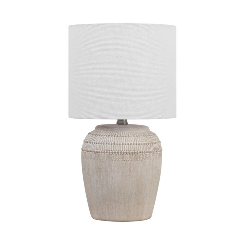 Gourd Table Lamps With Drum Shades (Set of 2) - White