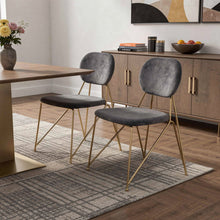 Load image into Gallery viewer, Mid Century Mod Dining Chairs (Set of 2) - Gray / Gold
