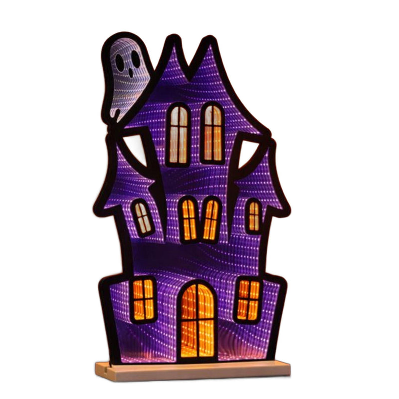 House Halloween Ghost Tabletop Sign With LED (633947) - Black / Orange / Purple