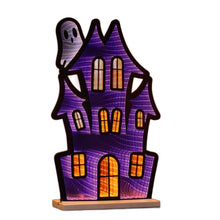 Load image into Gallery viewer, House Halloween Ghost Tabletop Sign With LED (633947) - Black / Orange / Purple
