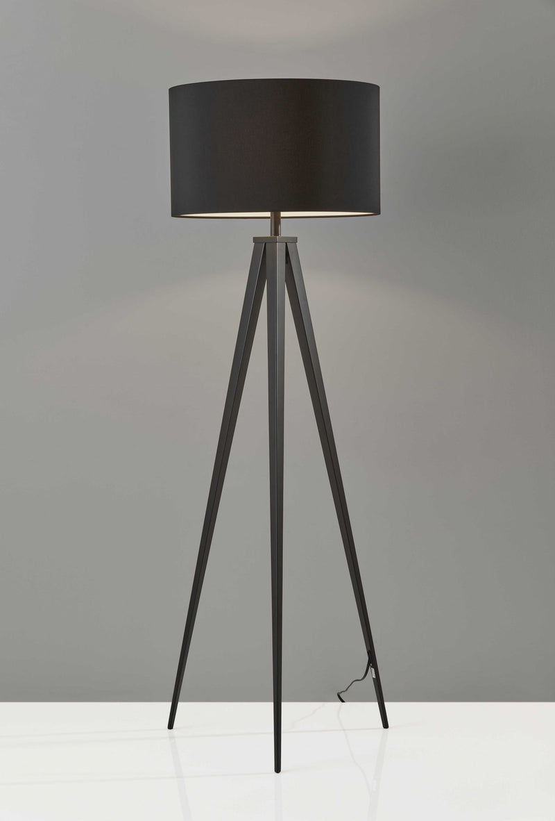 62" Tripod Floor Lamp With Black Drum Shade - Black