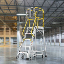 Load image into Gallery viewer, Heavy Duty Aluminum Rolling Platform Ladder With Steps, 375Lbs Capacity
