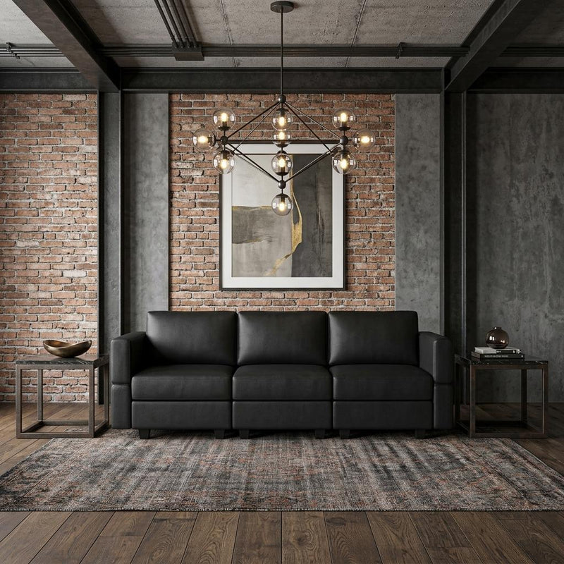 Faux Leather Modular Sofa And Storage - Black
