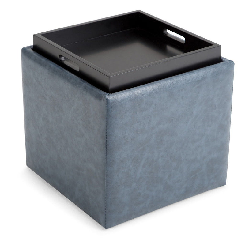 Upholstery Storage Ottoman - Denim Blue