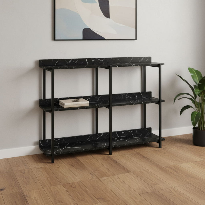 End Table With Three Shelves - Black