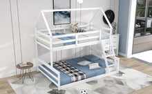 Load image into Gallery viewer, Twin over Full House Bunk Bed with Built-in Ladder,White
