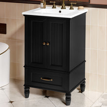 Load image into Gallery viewer, 20" Bathroom Vanity With Sink Cabinet With 2 Doors, 2 Drawer, Magnetic Door Stopper, Adjustable Feet, Drop In Sink - Black
