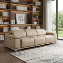 Load image into Gallery viewer, 108" Leather Reclining USB Sofa - Beige
