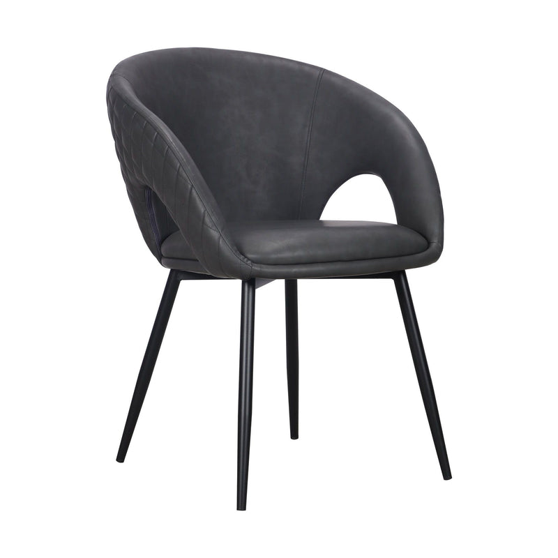 Upholstered Faux Leather Dining Arm Chairs (Set of 2) - Dark Gray