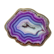 Load image into Gallery viewer, Shades Of Violet Faux Agate End Table - Gold
