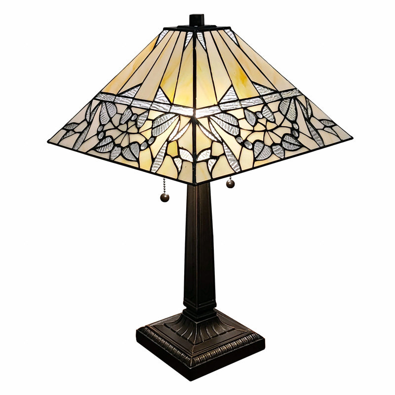 22" Metal Two Light Candlestick Vintage Look Table Lamp With White Shade - Dark Brown