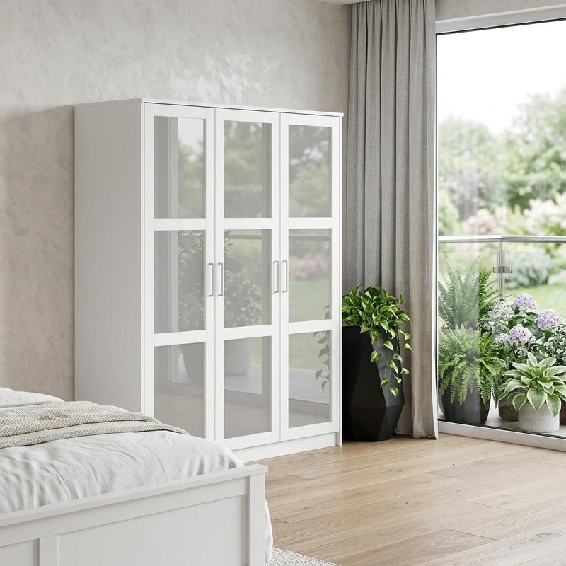 Solid Wood Mirrored Four Door Combo Dresser (765111) - White