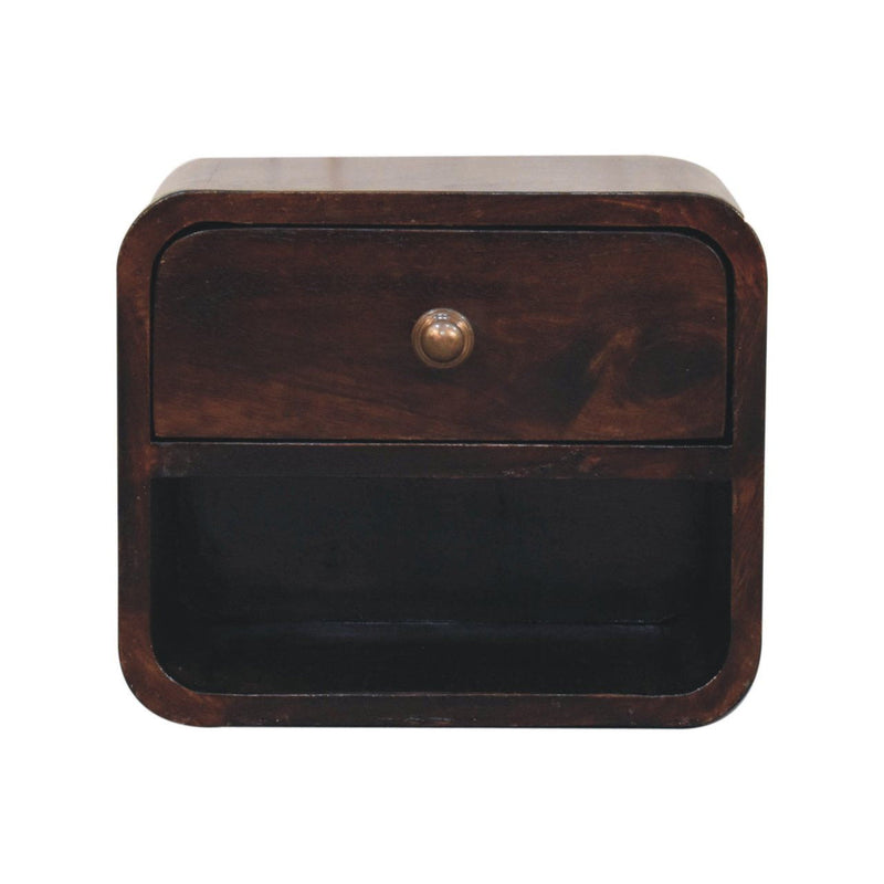 12" Modern Wood Square One Drawer Floating Nightstand - Brown