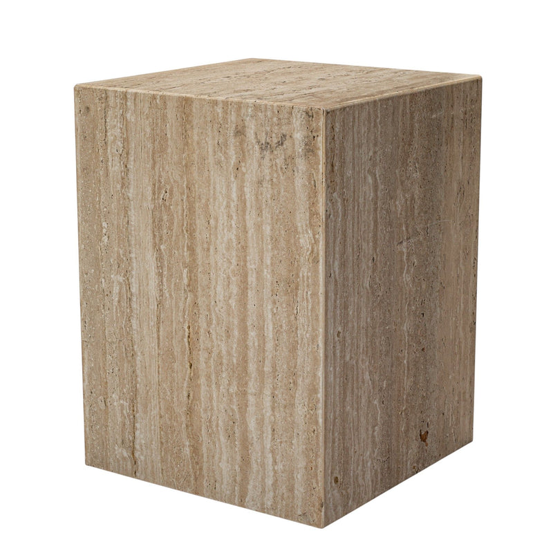 20" Marble Square Block End Table - Beige