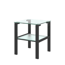 Load image into Gallery viewer, Glass Two Layer Tea Table, Small Round Table, Bedroom Corner Table, Living Room Side Table, Transparent (Set of 2) - Black

