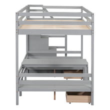 Load image into Gallery viewer, Full over Full Size Bunk with staircase,the Down Bed can be Convertible to Seats and Table Set,Gray
