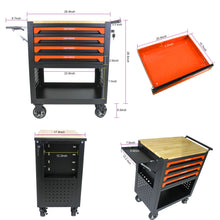 Load image into Gallery viewer, 4 Drawers Multifunctional Tool Cart With Wheels And Wooden Top
