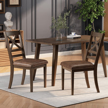 Load image into Gallery viewer, Country Style Dining Chairs (Set of 2) With Cross Back Design - Brown
