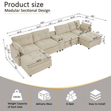 Load image into Gallery viewer, Oversized Modular Sectional Sofa With Multi Functional Console
