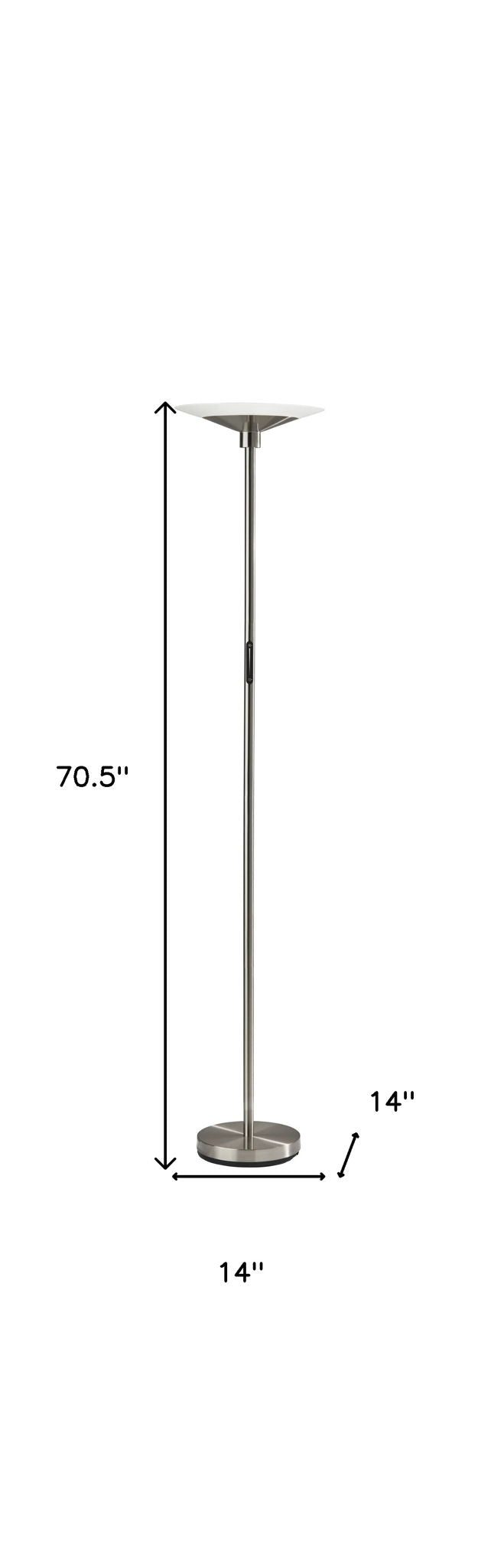 Steel LED Torchiere Floor Lamp With Solid Color Cone Shade - Silver / White