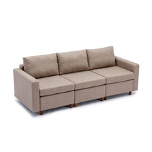 Load image into Gallery viewer, 3 Seat Module Sectional Sofa Couch With 1 Ottoman for living room,Seat Cushion and Back Cushion Non-Removable and Non-Washable,Brown
