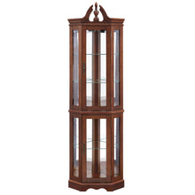 Load image into Gallery viewer, Corner Curio Cabinet With Lights, Adjustable Tempered Glass Shelves, Display Cabinet (E26 Light Bulb Not Included) - Mirrored / Walnut
