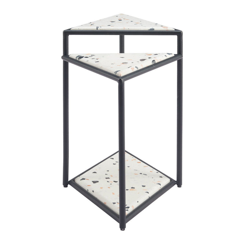 Pedestal End Table - Black / White