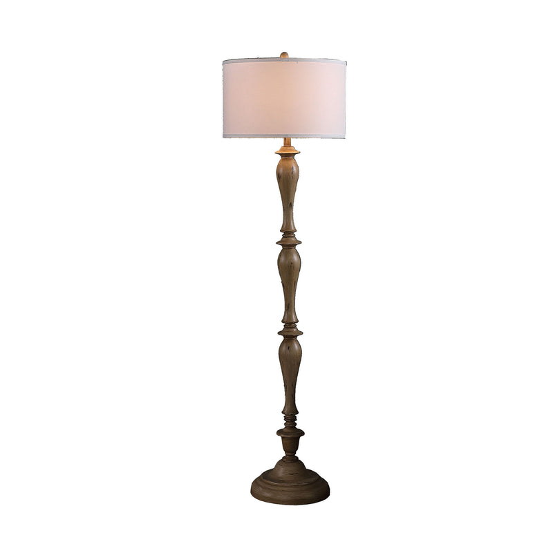 Rustic Straight With Curves Floor Lamp With White Shade - Taupe Cream