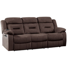 Load image into Gallery viewer, Modern Recliner Sofa With Pillow Arms, Plush Backrest, Horizontal Tufting, USB Charging Port
