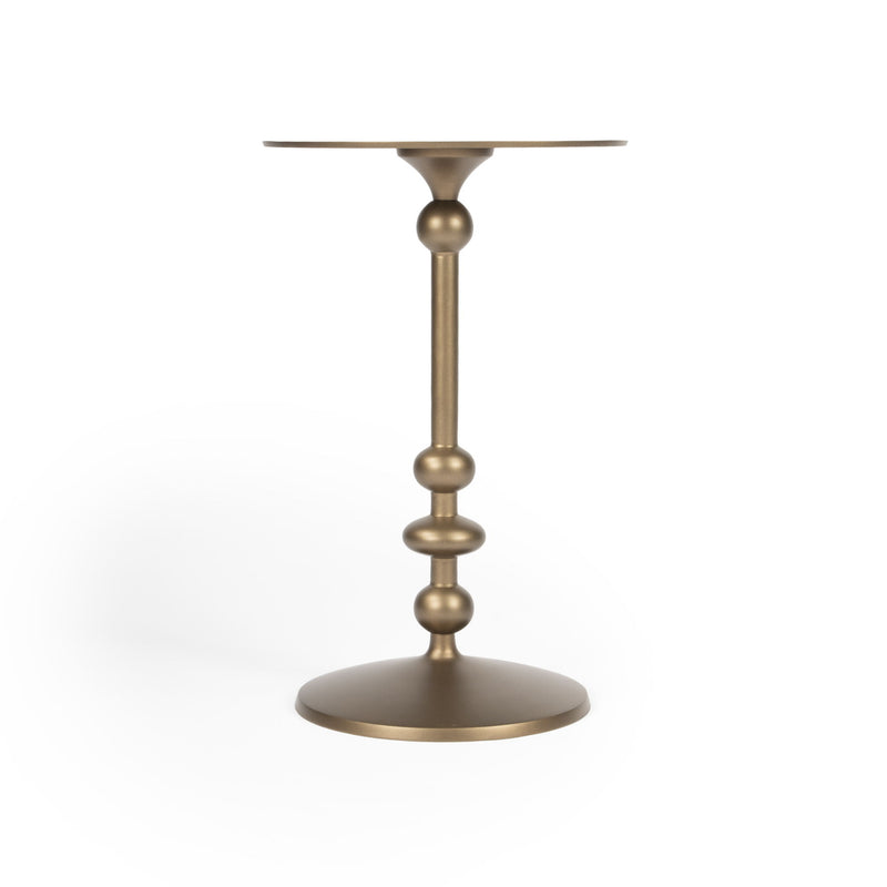 19" Bronze Aluminum Round Pedestal End Table - Gold