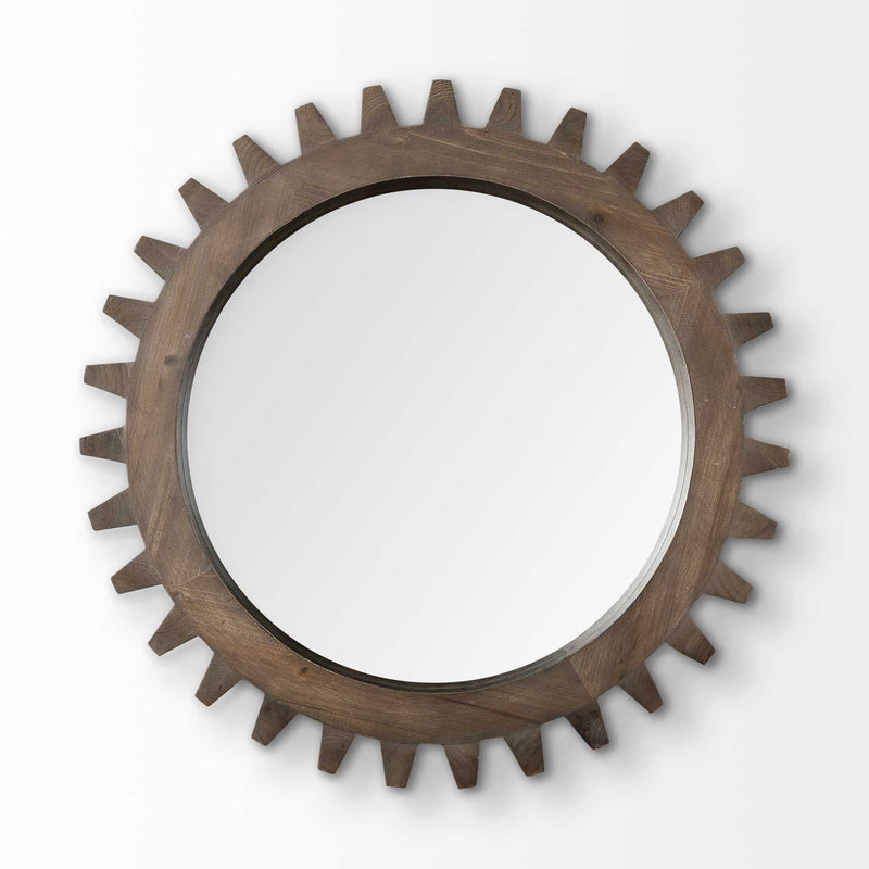 26" Abstract Framed Accent Mirror - Dark Brown