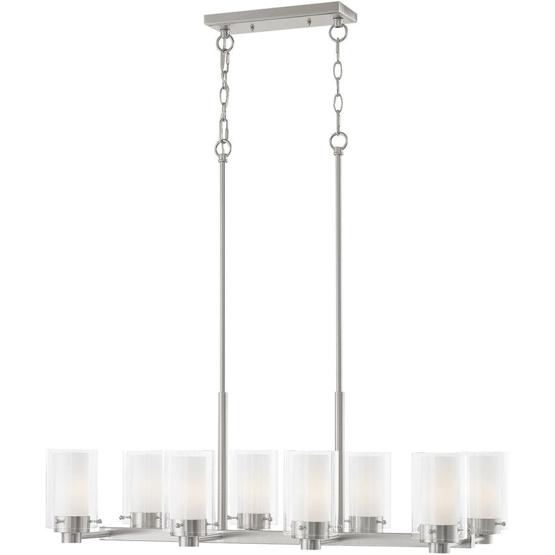 12" Eight Light Dimmable Chandelier With Shades - Nickel