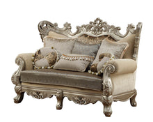 Load image into Gallery viewer, Damask Chesterfield Loveseat And Toss Pillows - Cream / Platinum
