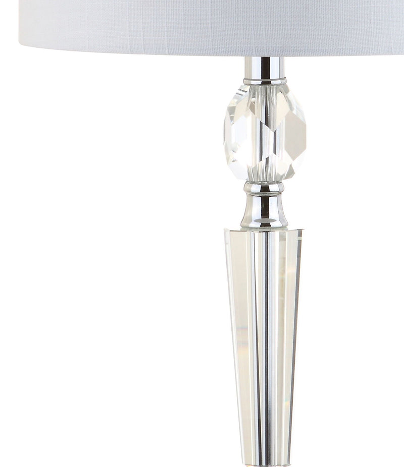 27" Bedside Lamps With Drum Shades (Set of 2) - Clear / Silver / White