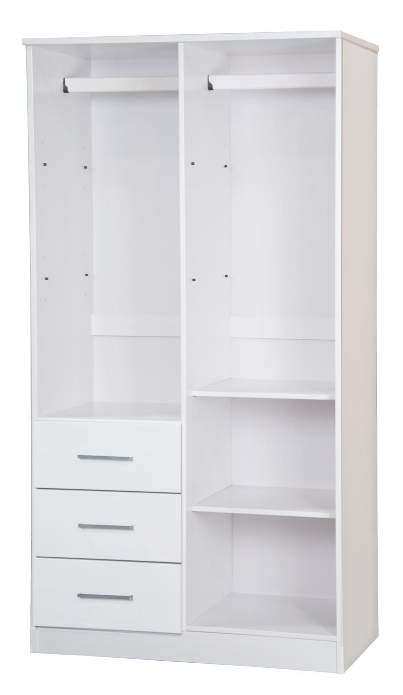 Solid Wood Two Door Three Drawer Combo Dresser - White