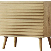 Load image into Gallery viewer, Solid Wood Ribbed Texture Two Drawer Nightstand - Natural

