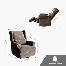 Load image into Gallery viewer, Extra Wide Swivel Recliner Glider Chair With Footrest - Brown
