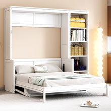 Load image into Gallery viewer, Sturdy Murphy Bed With Desk And Bookshelf
