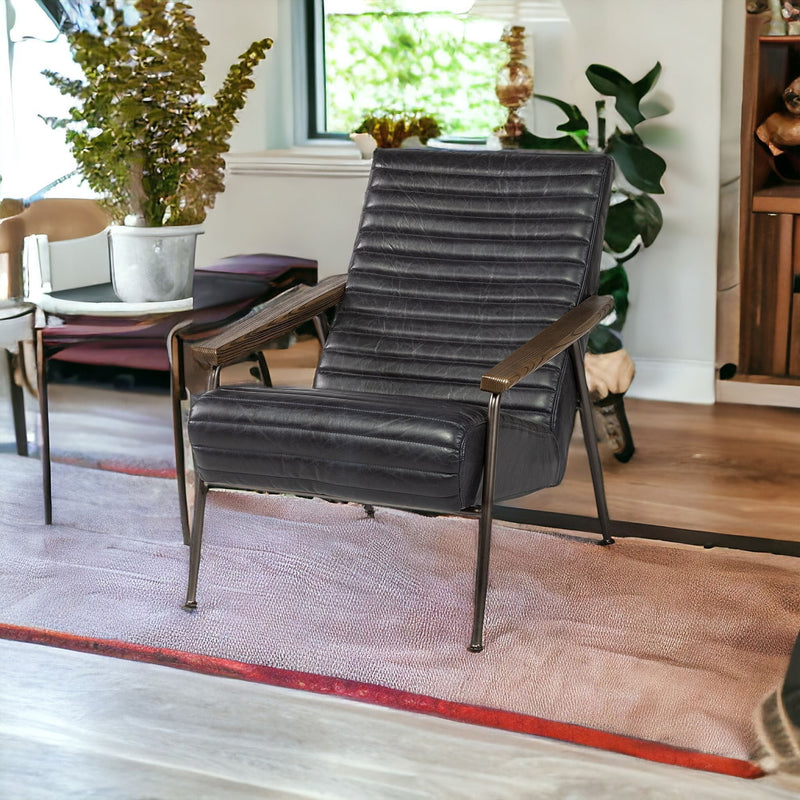 Faux Leather Lounge Chair - Black And Brown