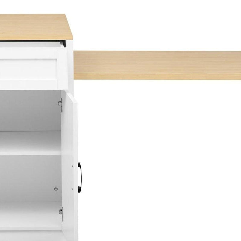 Brown And Wood Flat Door Kitchen Cart - White
