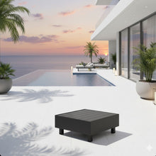Load image into Gallery viewer, Square Slatted Patio Coffee Table With Rust Resistant Accents - Gray
