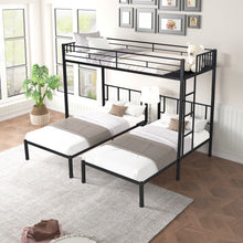 Load image into Gallery viewer, Metal Triple Twin Bunk Bed/ Can Be Separated into 3 Twin Beds/ Sturdy Metal/ Noise Reduced/ Bunk Bed for Three/ Safety Guardrail/ CPC Certified/ No Box Spring Needed
