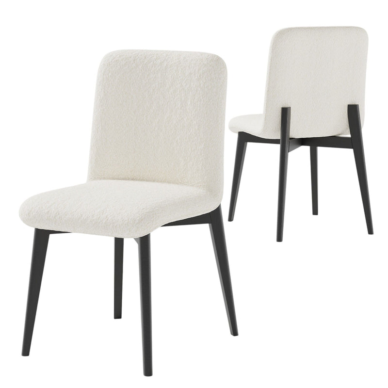 Upholstered Boucle Dining Side Chairs (Set of 2) - White