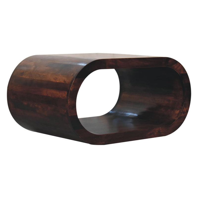 Solid Wood Floor Shelf Coffee Table With Shelf - Walnut