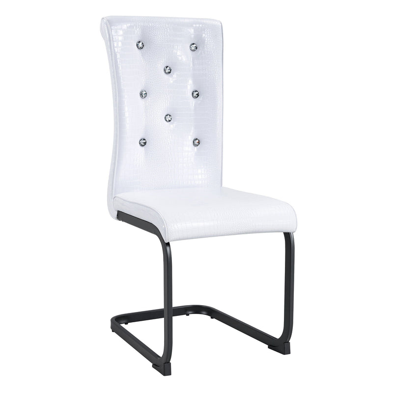 Faux Leather Metal Dining Side Chairs (Set of 2) - White / Black
