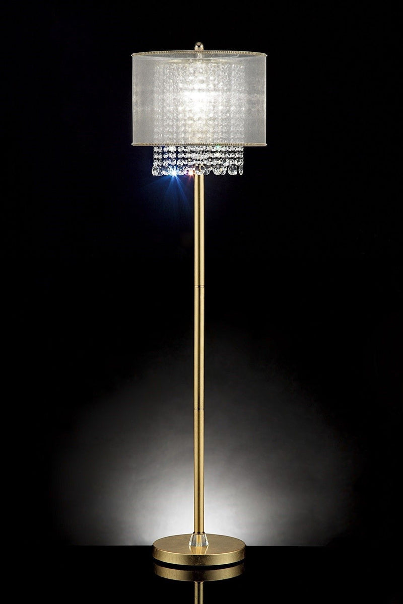 Novelty Floor Lamp With White Drum Shade - Gold