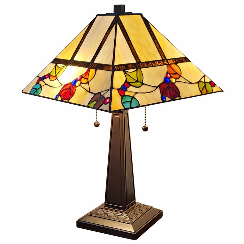 22" Metal Two Light Candlestick Table Lamp With White Shade - Dark Brown