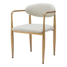 Load image into Gallery viewer, Upholstered Fabric Open Back Dining Arm Chairs (Set of 2) - Gray / Gold
