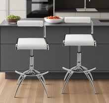 Load image into Gallery viewer, Contemporary Metal And Faux Leather Low Back Adjustable Height Bar Chairs (Set of 2) - White
